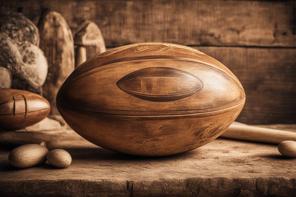 Ballon de rugby en bois