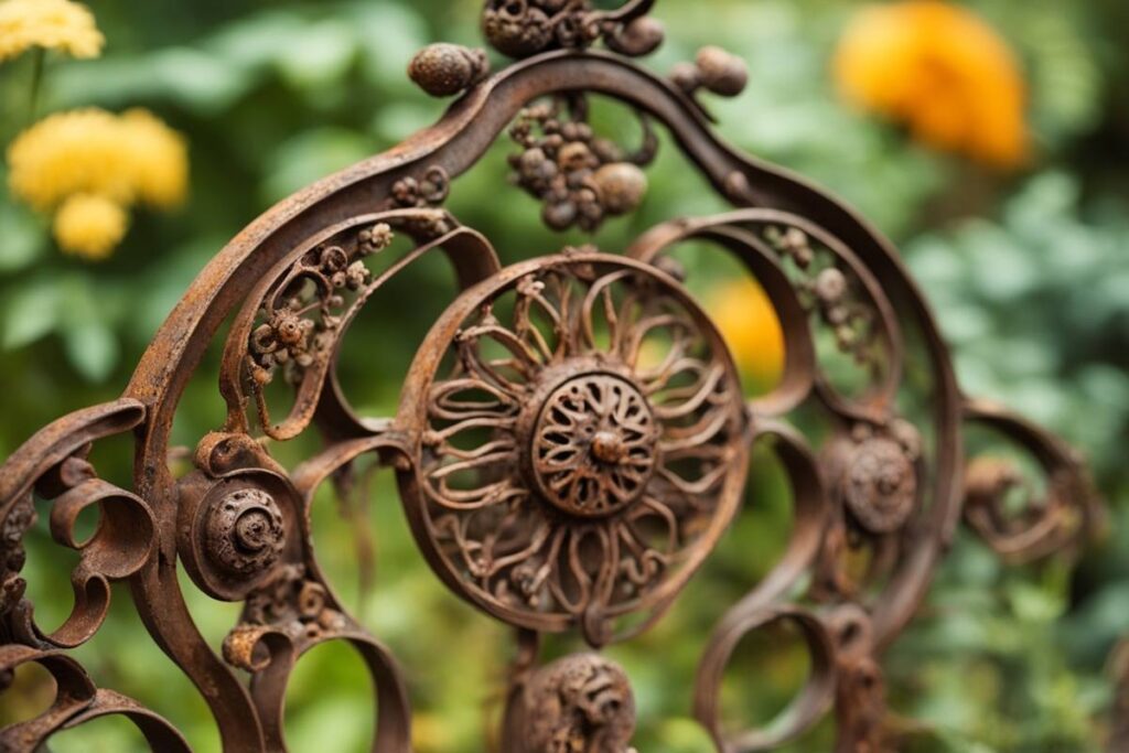 decoration jardin metal rouille