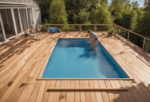 installer une piscine sur une terrasse en bois