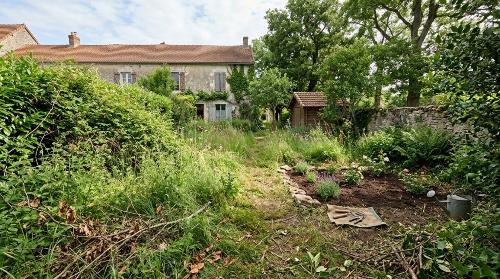 Jardin laissé à l’abandon